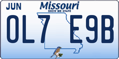 MO license plate OL7E9B