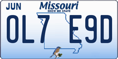 MO license plate OL7E9D