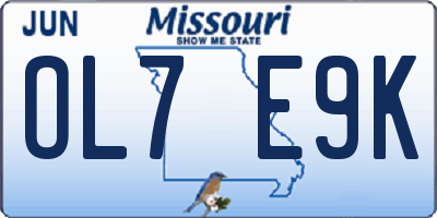 MO license plate OL7E9K