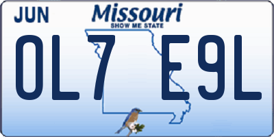 MO license plate OL7E9L