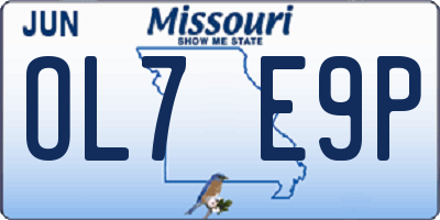 MO license plate OL7E9P