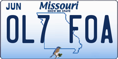 MO license plate OL7F0A