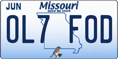 MO license plate OL7F0D