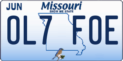 MO license plate OL7F0E
