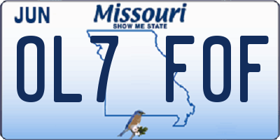 MO license plate OL7F0F