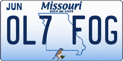 MO license plate OL7F0G