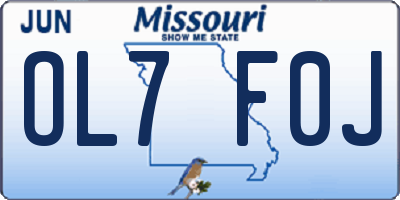 MO license plate OL7F0J