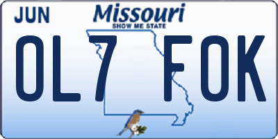 MO license plate OL7F0K
