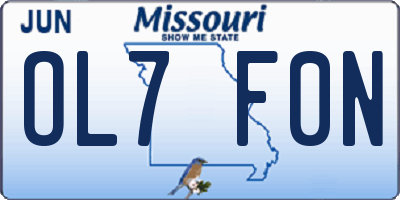 MO license plate OL7F0N