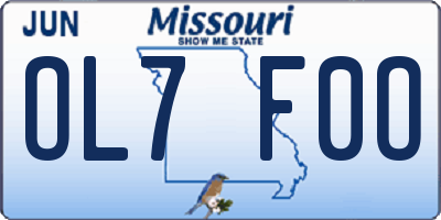MO license plate OL7F0O