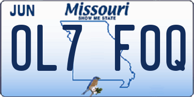 MO license plate OL7F0Q