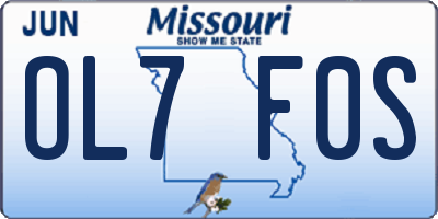 MO license plate OL7F0S