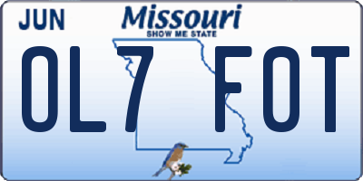 MO license plate OL7F0T