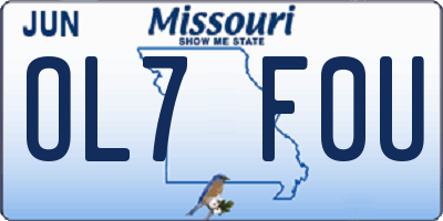 MO license plate OL7F0U