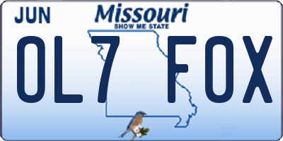 MO license plate OL7F0X