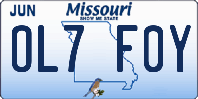 MO license plate OL7F0Y