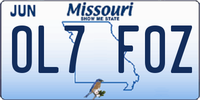 MO license plate OL7F0Z
