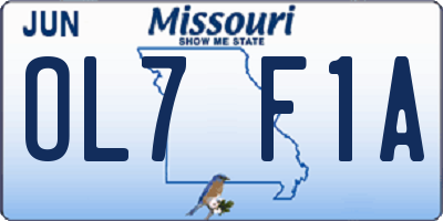 MO license plate OL7F1A