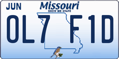 MO license plate OL7F1D