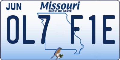 MO license plate OL7F1E