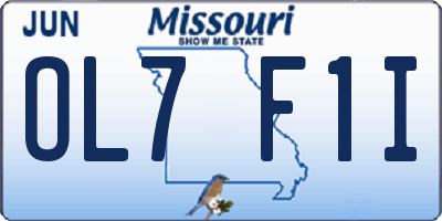 MO license plate OL7F1I