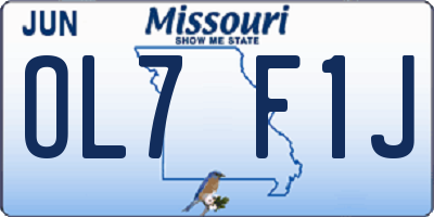 MO license plate OL7F1J