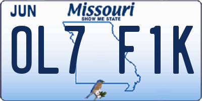 MO license plate OL7F1K