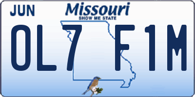 MO license plate OL7F1M