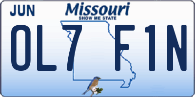MO license plate OL7F1N