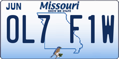 MO license plate OL7F1W