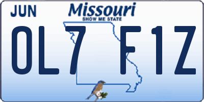 MO license plate OL7F1Z