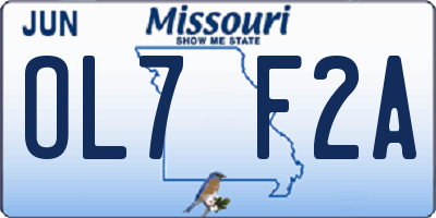 MO license plate OL7F2A