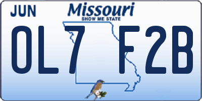 MO license plate OL7F2B