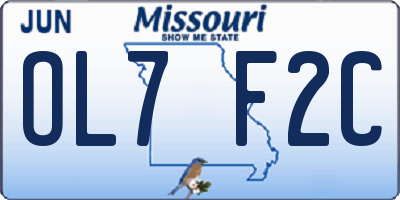MO license plate OL7F2C