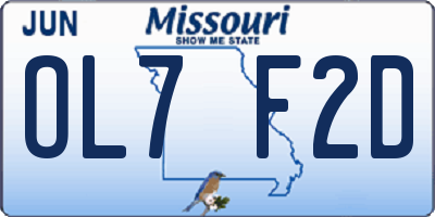 MO license plate OL7F2D