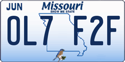 MO license plate OL7F2F
