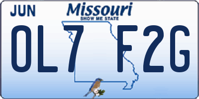 MO license plate OL7F2G