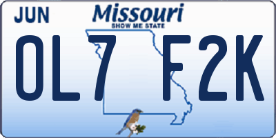 MO license plate OL7F2K