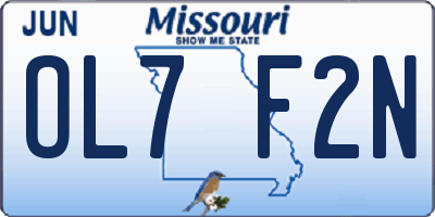 MO license plate OL7F2N