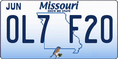 MO license plate OL7F2O