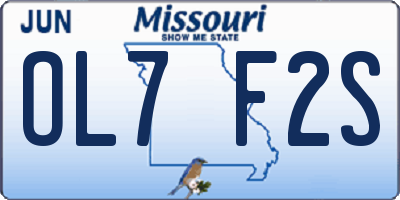 MO license plate OL7F2S
