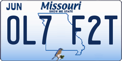 MO license plate OL7F2T