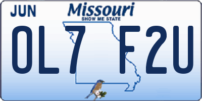 MO license plate OL7F2U
