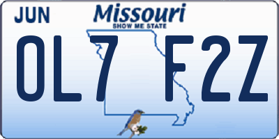 MO license plate OL7F2Z