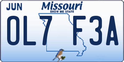 MO license plate OL7F3A