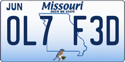 MO license plate OL7F3D