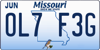 MO license plate OL7F3G
