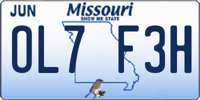 MO license plate OL7F3H