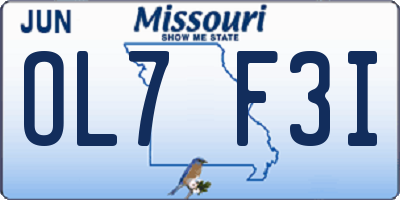 MO license plate OL7F3I