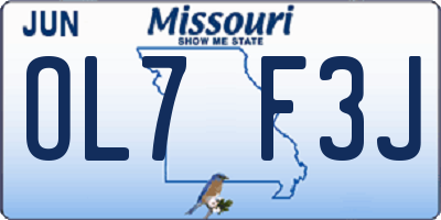 MO license plate OL7F3J